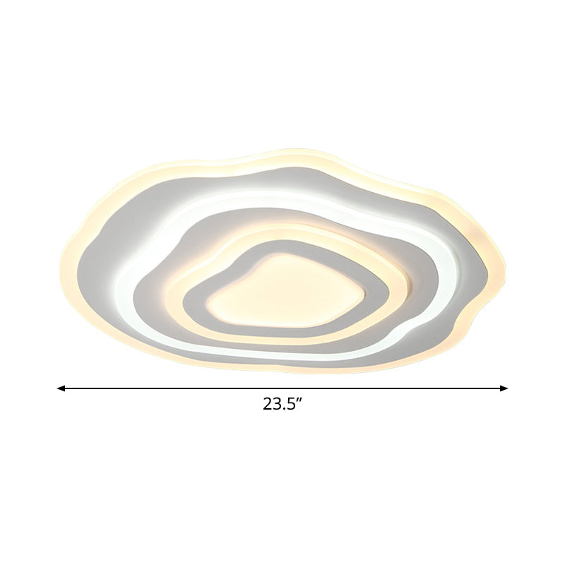 Modern Led Ceiling Lamp: 19.5’/23.5’ Wide Acrylic White Flush Mount With Warm/White Light For Lounge