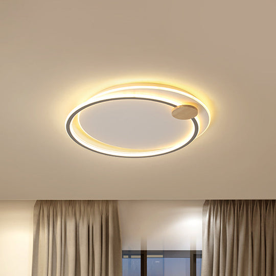 Minimalist Dual Circle Led Ceiling Light In Black/Grey For Warm/White Lighting - 16.5/20.5 Wide