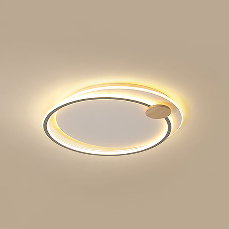 Minimalist Dual Circle Led Ceiling Light In Black/Grey For Warm/White Lighting - 16.5/20.5 Wide