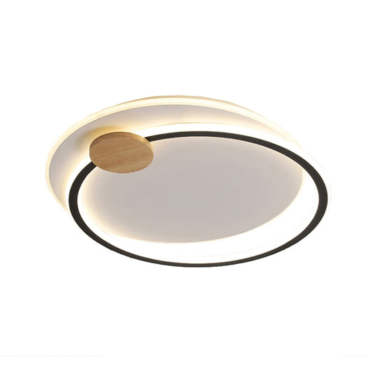 Minimalist Dual Circle Led Ceiling Light In Black/Grey For Warm/White Lighting - 16.5/20.5 Wide