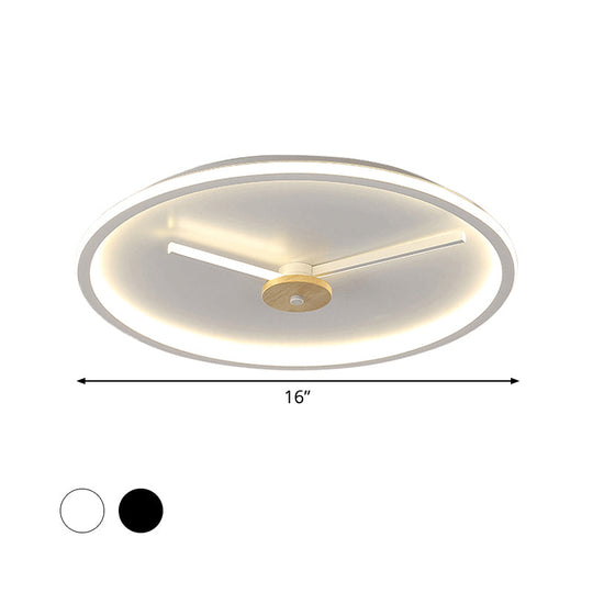 Ultra - Thin Led Ceiling Light With Adjustable Hour Hand Design For Modern Bedrooms In Black Or