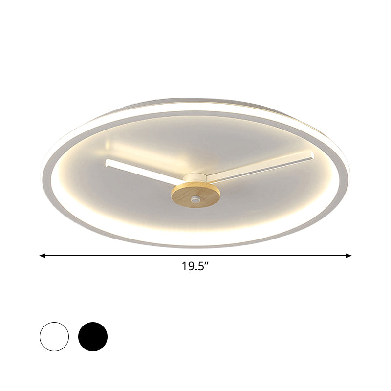 Ultra - Thin Led Ceiling Light With Adjustable Hour Hand Design For Modern Bedrooms In Black Or