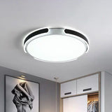 Nordic Led Flush Mount Round Ceiling Light - Black/White With Riveted Straps 14/18/21.5 Warm/White