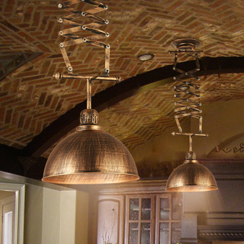 Industrial Bronze Drop Lamp With Extendable Arm – 1-Light Ceiling Light For Clothing Store