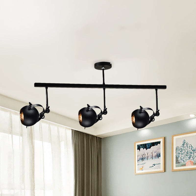 Industrial Iron Dome Restaurant Semi Flush Mount Ceiling Light Fixture With Linear Design - 2/3