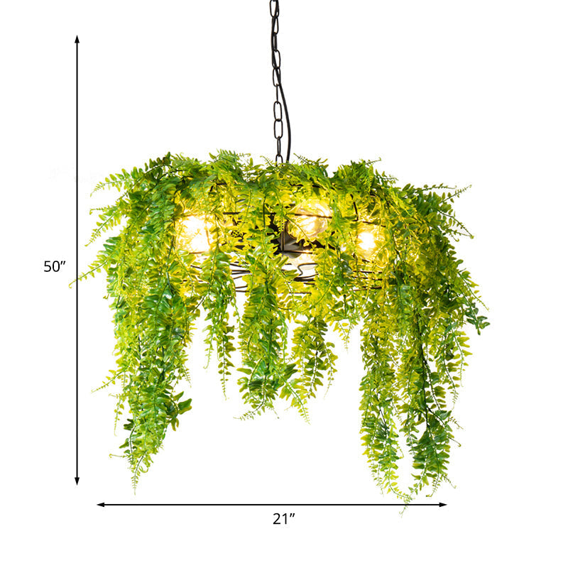 Metal Black Chandelier With Wire Guard - Industrial Pendant Light For Restaurants