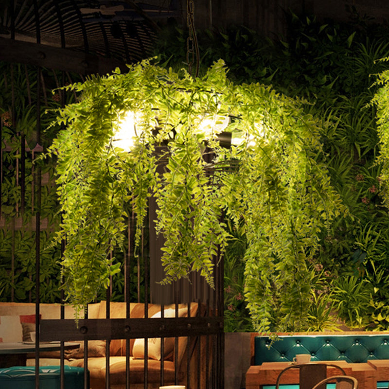 Metal Black Chandelier With Wire Guard - Industrial Pendant Light For Restaurants