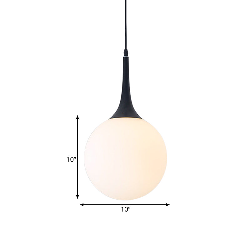 Raindrop Pendant Lamp - Modern Opal Glass 1-Bulb 6/10 Diameter Black Perfect Dining Table Hanging