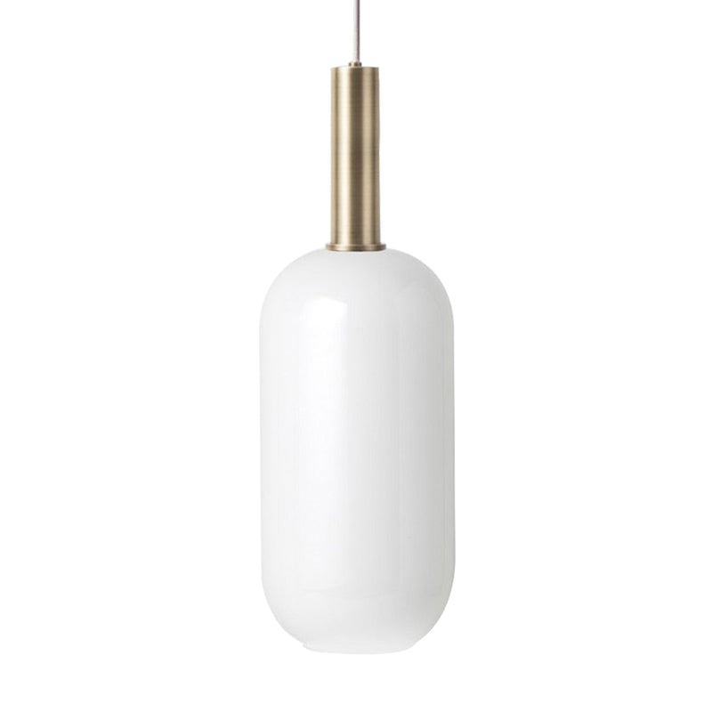 Minimalist Opal Glass Ceiling Pendant - Brass 1 Light Hanging Lamp For Table