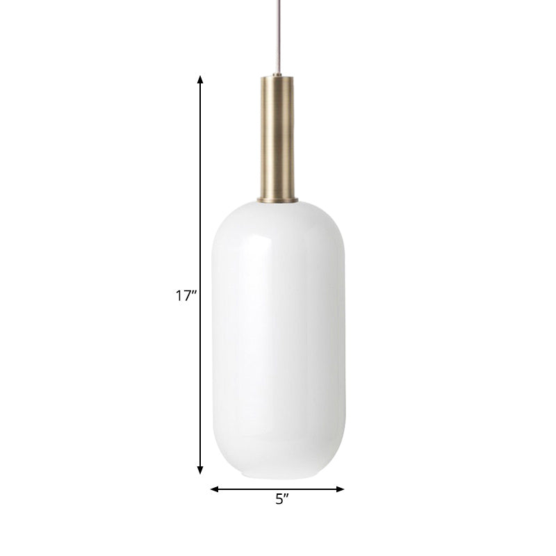 Minimalist Opal Glass Ceiling Pendant - Brass 1 Light Hanging Lamp For Table