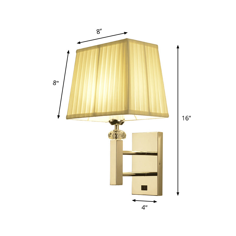 Contemporary Led Wall Sconce In Chrome For Living Room - Tapered Fabric Design