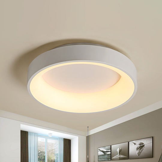 Simple Acrylic Round Flush Mount Led Ceiling Fixture 16/19.5 Inch White/Grey Hollow Design