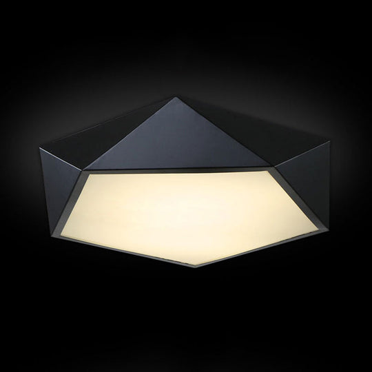 Modernist 3D Pentagon Flushmount Acrylic Led Ceiling Flush Light In Black - 16.5/20.5/24.5 Inches