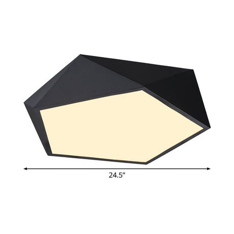Modernist 3D Pentagon Flushmount Acrylic Led Ceiling Flush Light In Black - 16.5/20.5/24.5 Inches