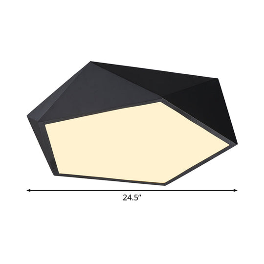 Modernist 3D Pentagon Flushmount Acrylic Led Ceiling Flush Light In Black - 16.5/20.5/24.5 Inches
