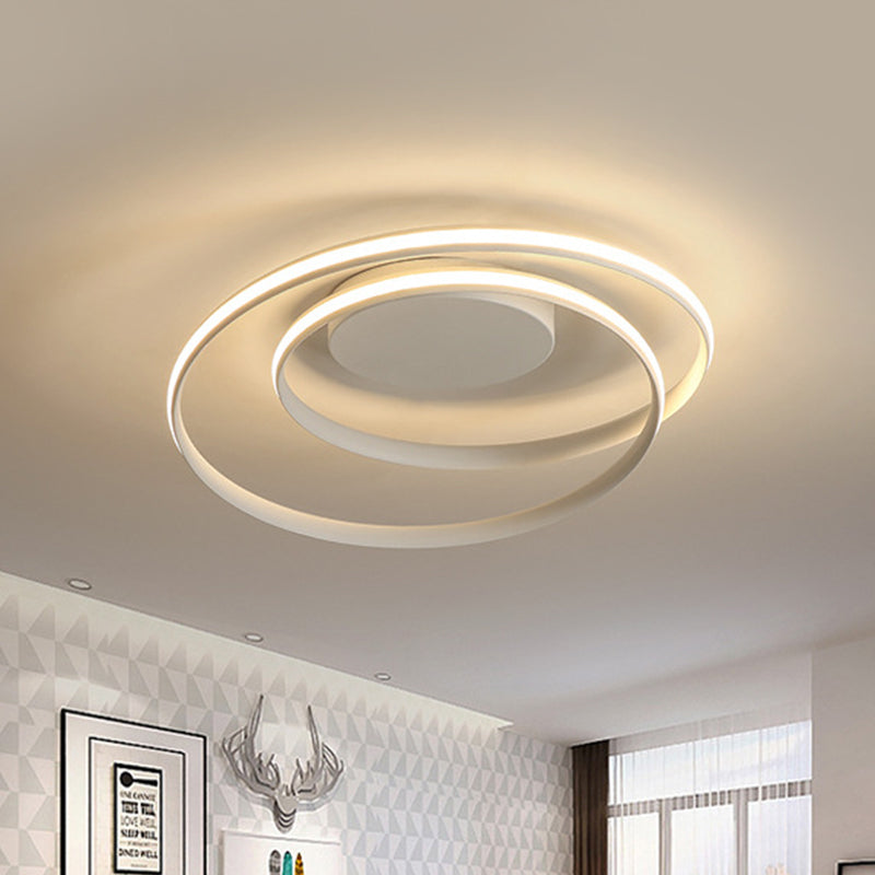Led Twist Flush Mount Ceiling Light In Simplicity Black/White Aluminum Housing - Warm/White/3 Color