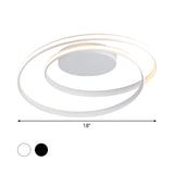 Led Twist Flush Mount Ceiling Light In Simplicity Black/White Aluminum Housing - Warm/White/3 Color