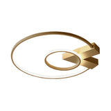 Contemporary White/Gold Led Ceiling Flush Mount With Chic 2-Circle Design