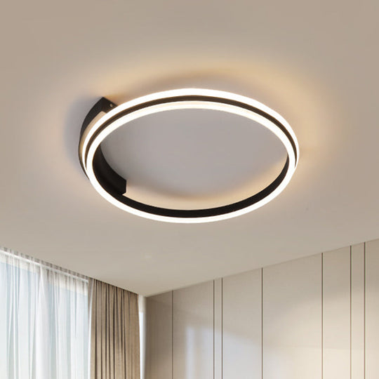 Minimal Black Acrylic Hoop Ceiling Light - 16.5/20.5 Wide Led Flush Mount Recessed Lighting In