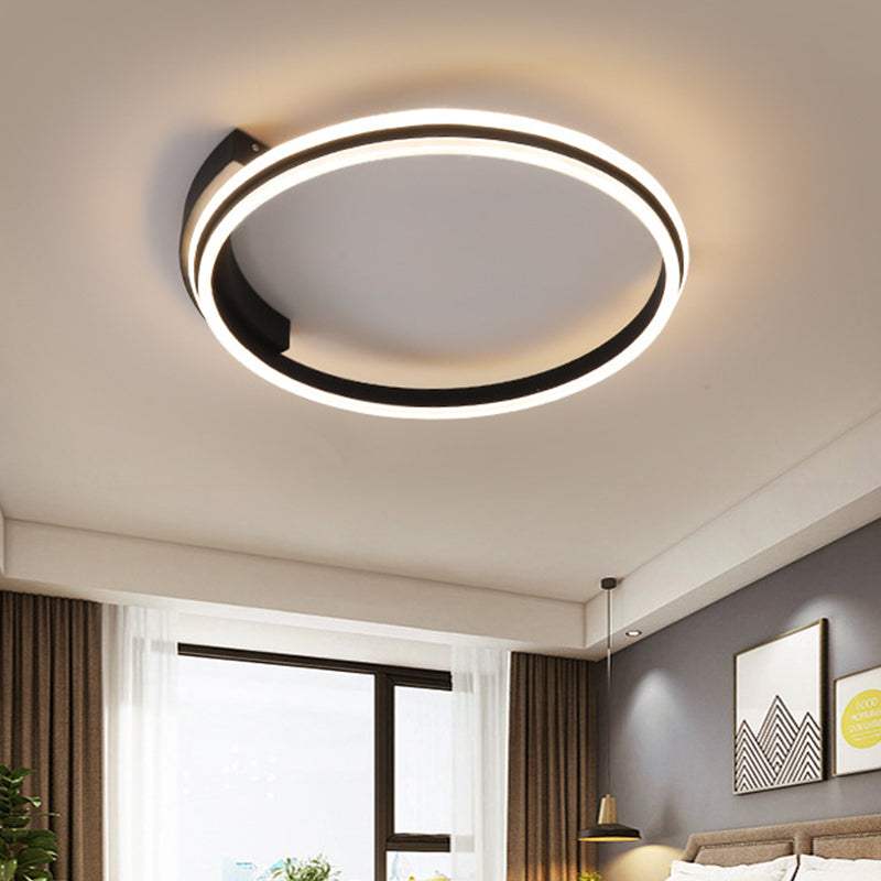 Minimal Black Acrylic Hoop Ceiling Light - 16.5/20.5 Wide Led Flush Mount Recessed Lighting In