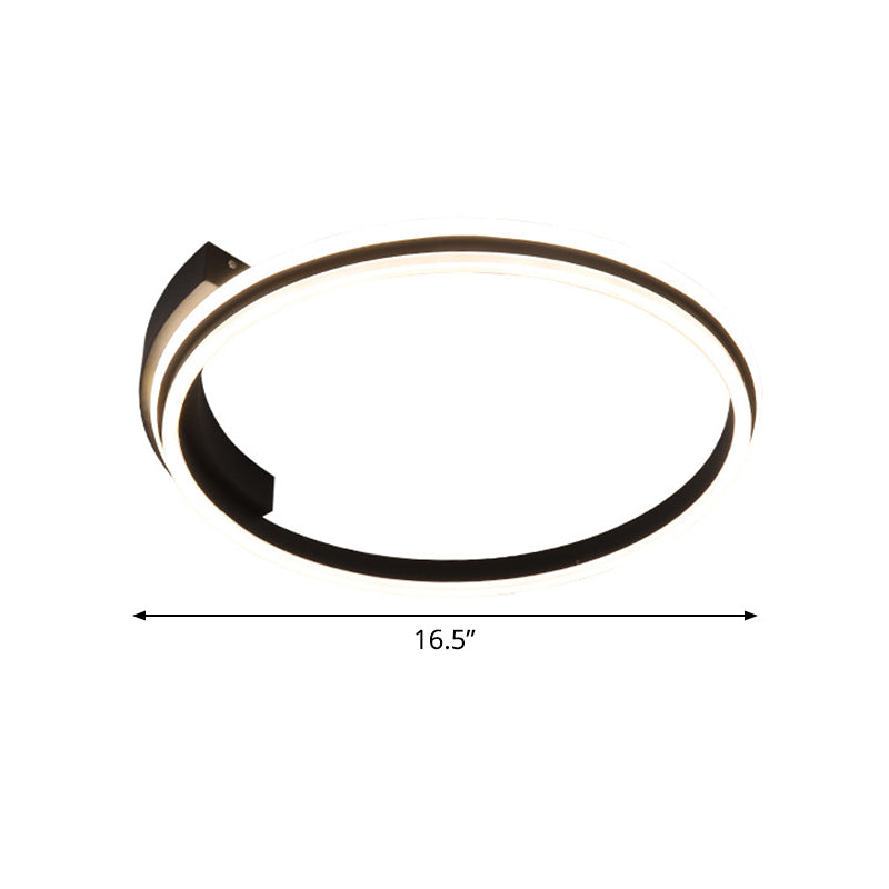 Minimal Black Acrylic Hoop Ceiling Light - 16.5/20.5 Wide Led Flush Mount Recessed Lighting In