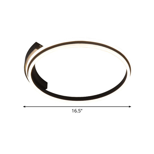 Minimal Black Acrylic Hoop Ceiling Light - 16.5/20.5 Wide Led Flush Mount Recessed Lighting In