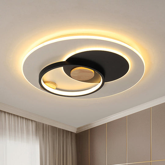 Minimal Intersected Circle Ceiling Light Iron Bedroom Led Flushmount Lighting (16.5’/20.5’) -