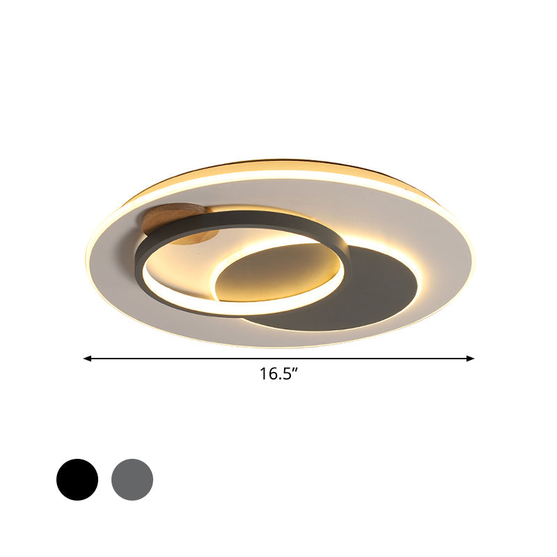 Minimal Intersected Circle Ceiling Light Iron Bedroom Led Flushmount Lighting (16.5’/20.5’) -