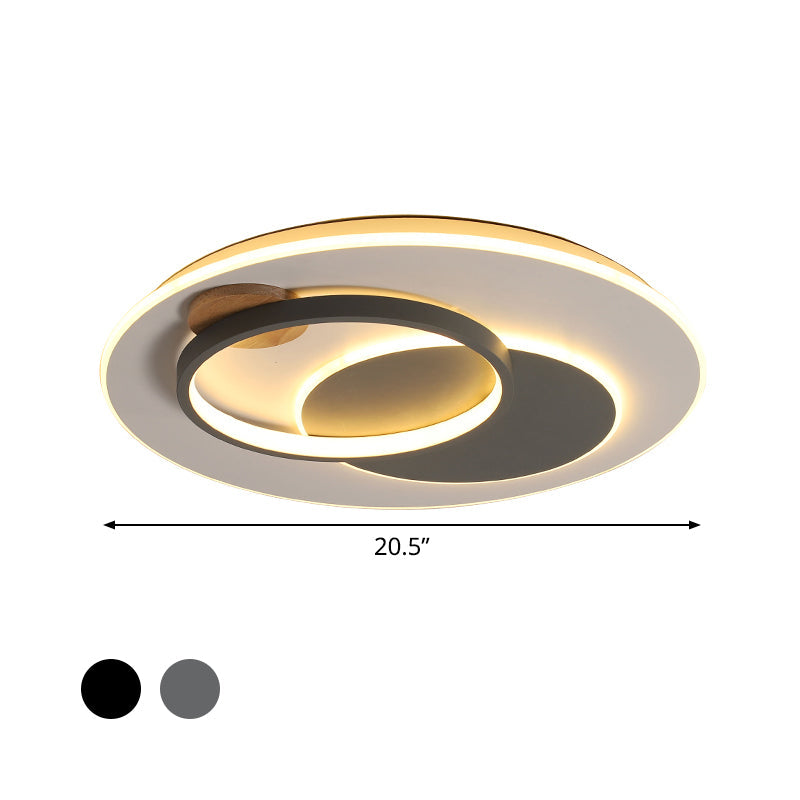 Minimal Intersected Circle Ceiling Light Iron Bedroom Led Flushmount Lighting (16.5’/20.5’) -