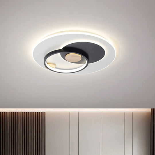 Minimal Intersected Circle Ceiling Light Iron Bedroom Led Flushmount Lighting (16.5’/20.5’) -