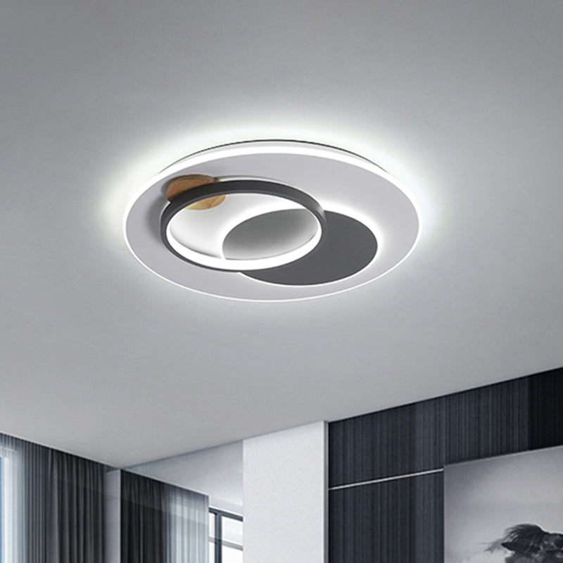 Minimal Intersected Circle Ceiling Light Iron Bedroom Led Flushmount Lighting (16.5’/20.5’) -
