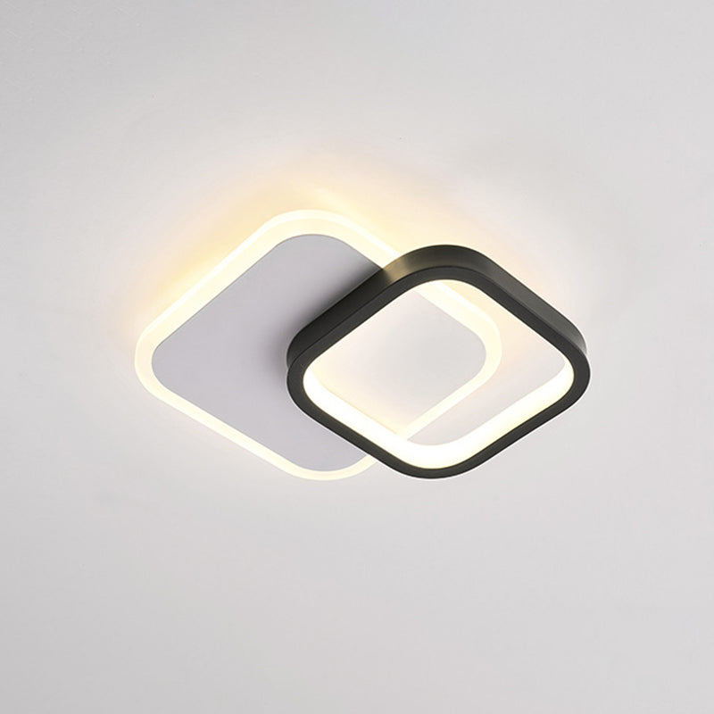 Modern Black - White Small Ceiling Lamp With Led Flush Mounts For Corridor