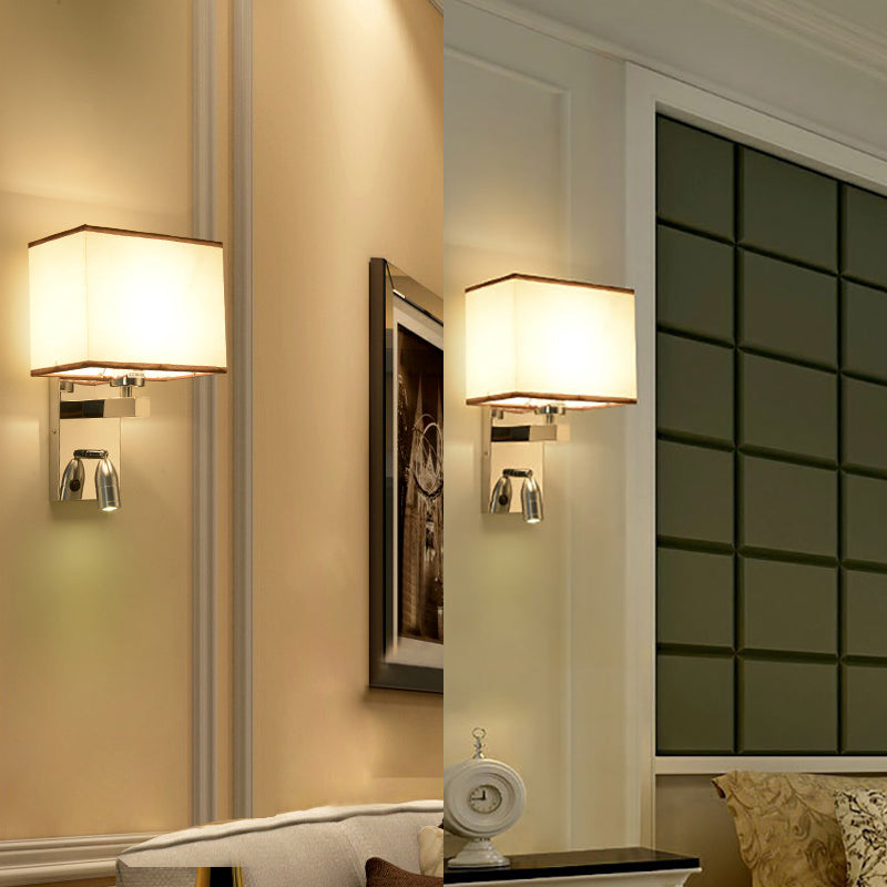 Modern Fabric Led Wall Sconce Lighting With Adjustable Spotlight Chrome Finish