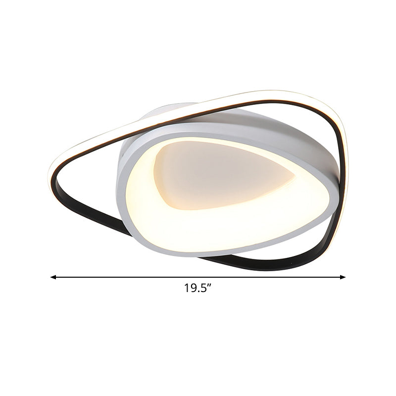 Modern Incurvated Triangle Led Flush Ceiling Light In Black - White 19.5’/23.5’ Width