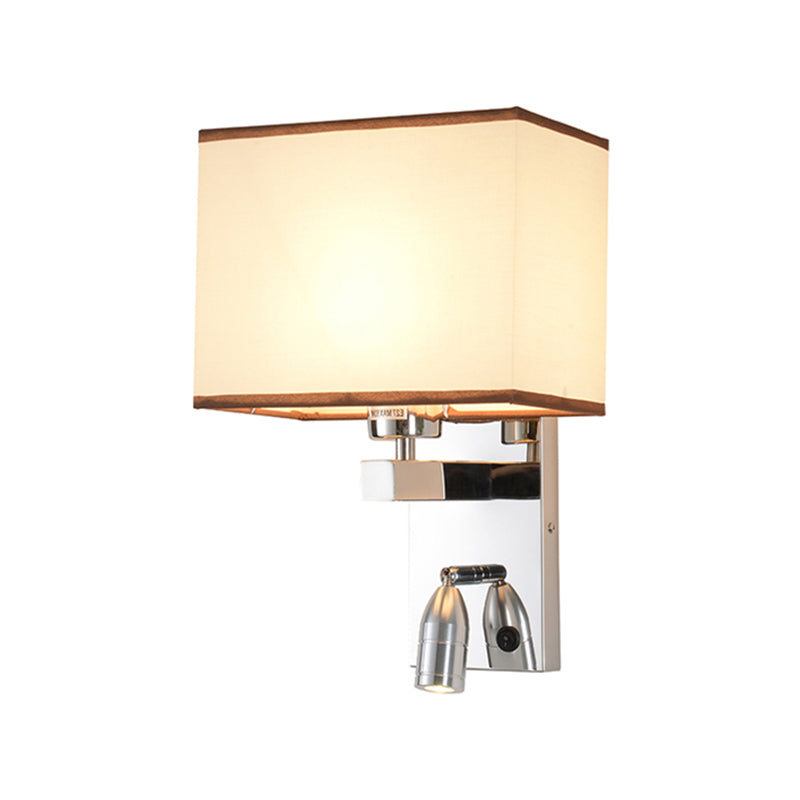 Modern Fabric Led Wall Sconce Lighting With Adjustable Spotlight Chrome Finish