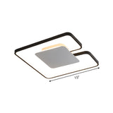 Simple Iron Led Flushmount Ceiling Fixture With Gap Design For Bedroom - Square Frame Thin