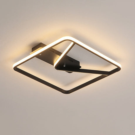Led Bedroom Ceiling Light: 18/23.5 W Simplicity Black Flush Mount With Aluminum Frame In Warm/White