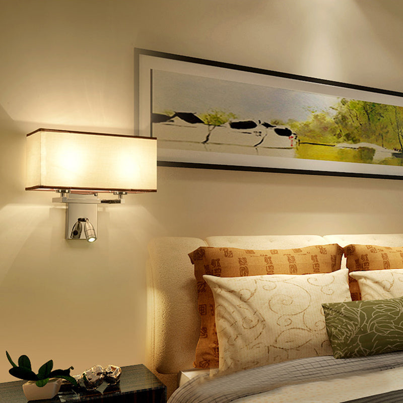 Modern Fabric Led Wall Sconce Lighting With Adjustable Spotlight Chrome Finish / C
