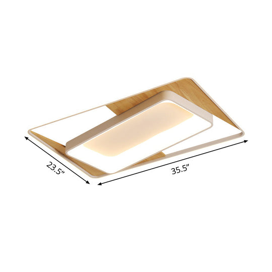 2 - Tier Nordic Style Wood - White Led Ceiling Flush Light With Acrylic Splicing Warm/White