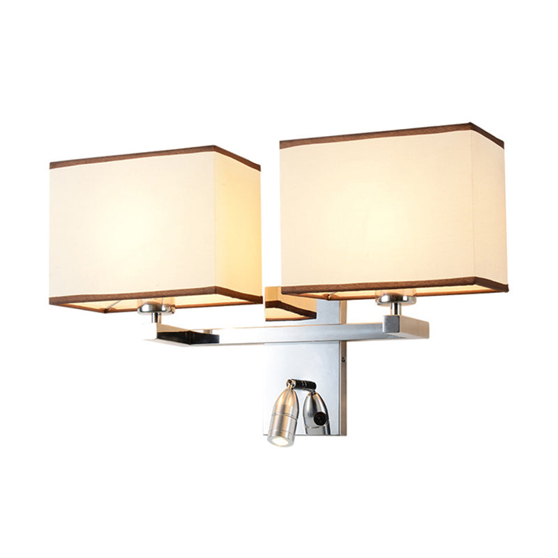 Modern Fabric Led Wall Sconce Lighting With Adjustable Spotlight Chrome Finish