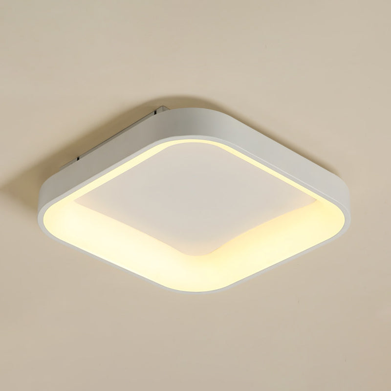 Nordic Acrylic Led Flush Mount Ceiling Fixture For Bedroom - Grey/White Squared Ring 16’/19.5’ W