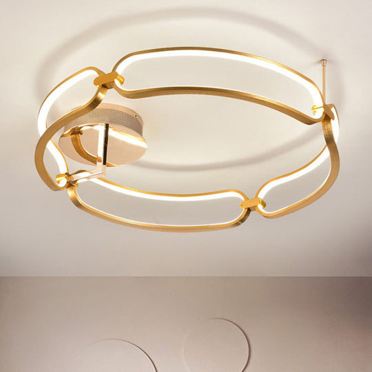 Modernist Aluminum Flush Mount Led Light In Gold - 18/23.5 Wide For Dining Room Ceiling / 18 Warm