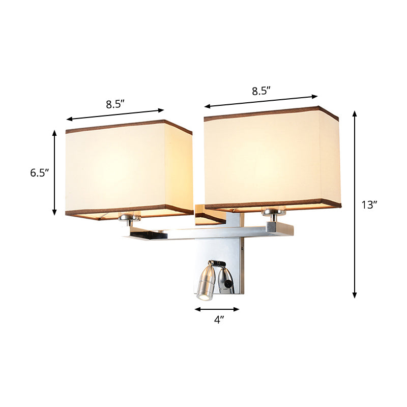 Modern Fabric Led Wall Sconce Lighting With Adjustable Spotlight Chrome Finish