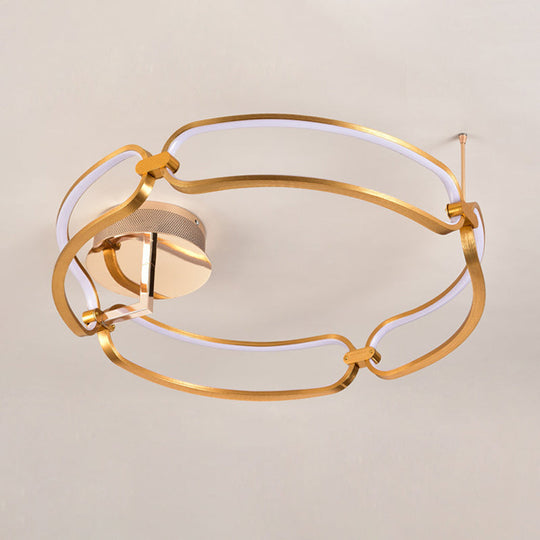 Modernist Aluminum Flush Mount Led Light In Gold - 18’/23.5’ Wide For Dining Room Ceiling