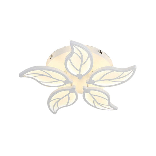 Contemporary 1/2-Tier Acrylic Flush Ceiling Lamp With Leaf Design And Warm/White Led Light (22/27