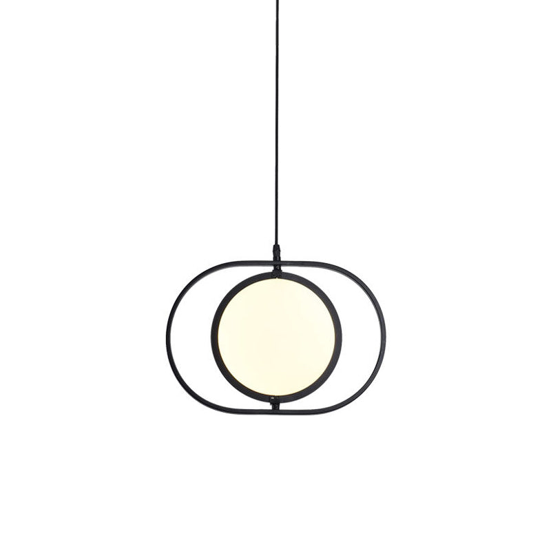 Versatile Led Black Hanging Lamp: Adjustable Disc Pendant Light With Stylish Capsule Frame