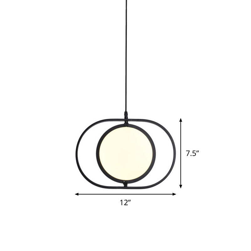 Versatile Led Black Hanging Lamp: Adjustable Disc Pendant Light With Stylish Capsule Frame