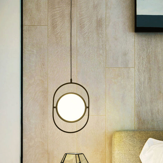 Versatile Led Black Hanging Lamp: Adjustable Disc Pendant Light With Stylish Capsule Frame