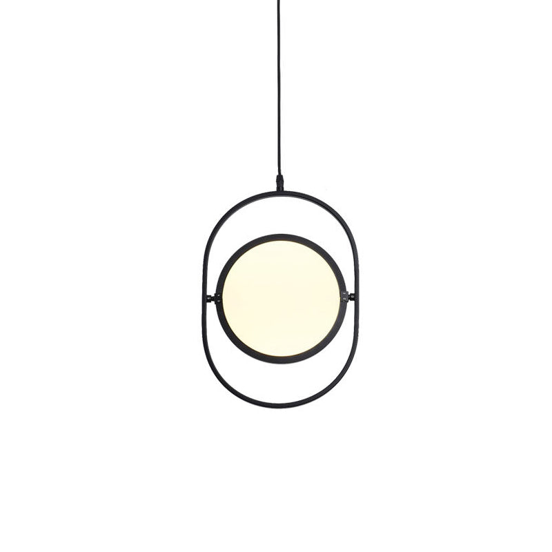 Versatile Led Black Hanging Lamp: Adjustable Disc Pendant Light With Stylish Capsule Frame