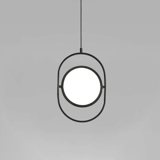 Versatile Led Black Hanging Lamp: Adjustable Disc Pendant Light With Stylish Capsule Frame